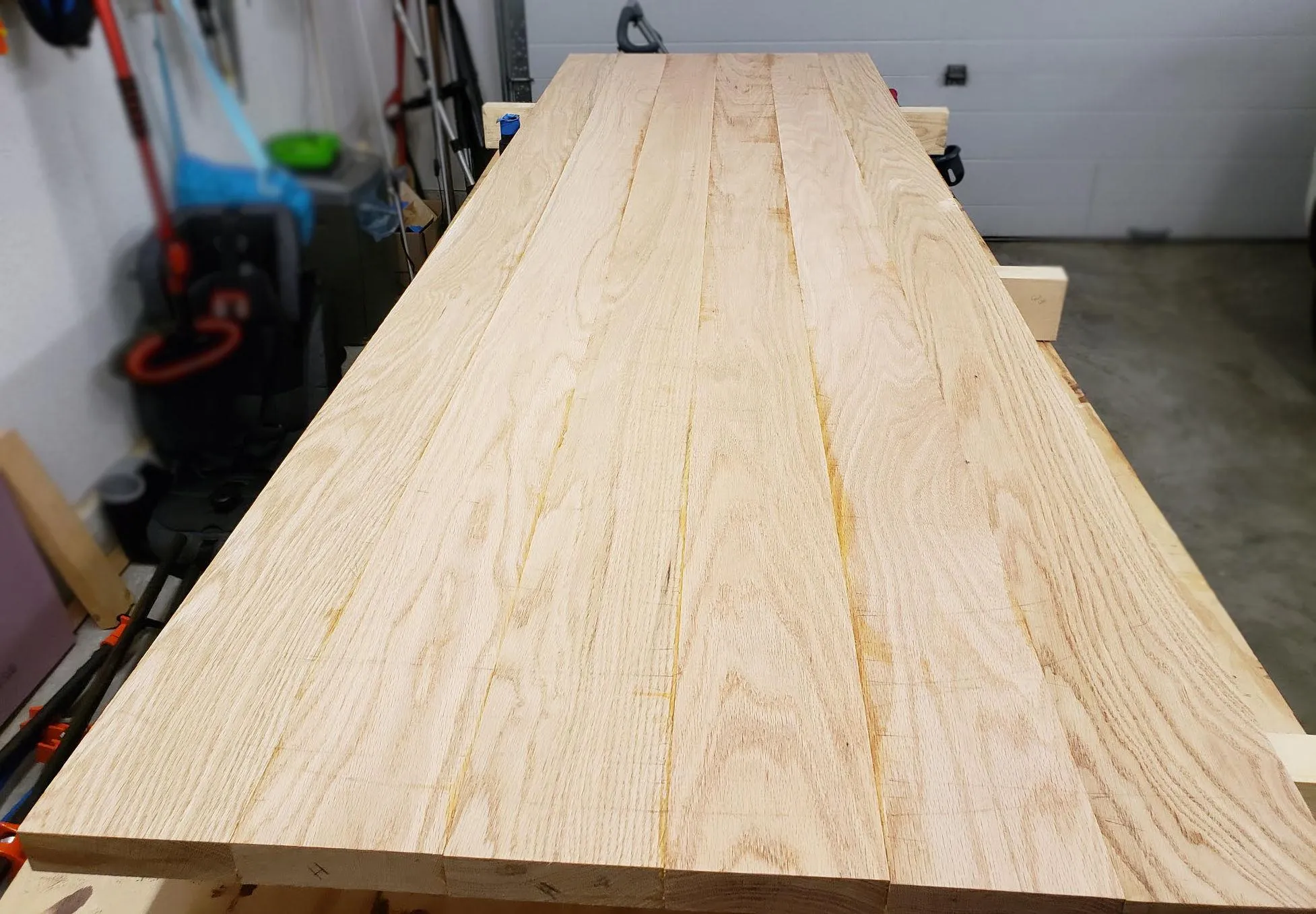 Sanding the tabletop