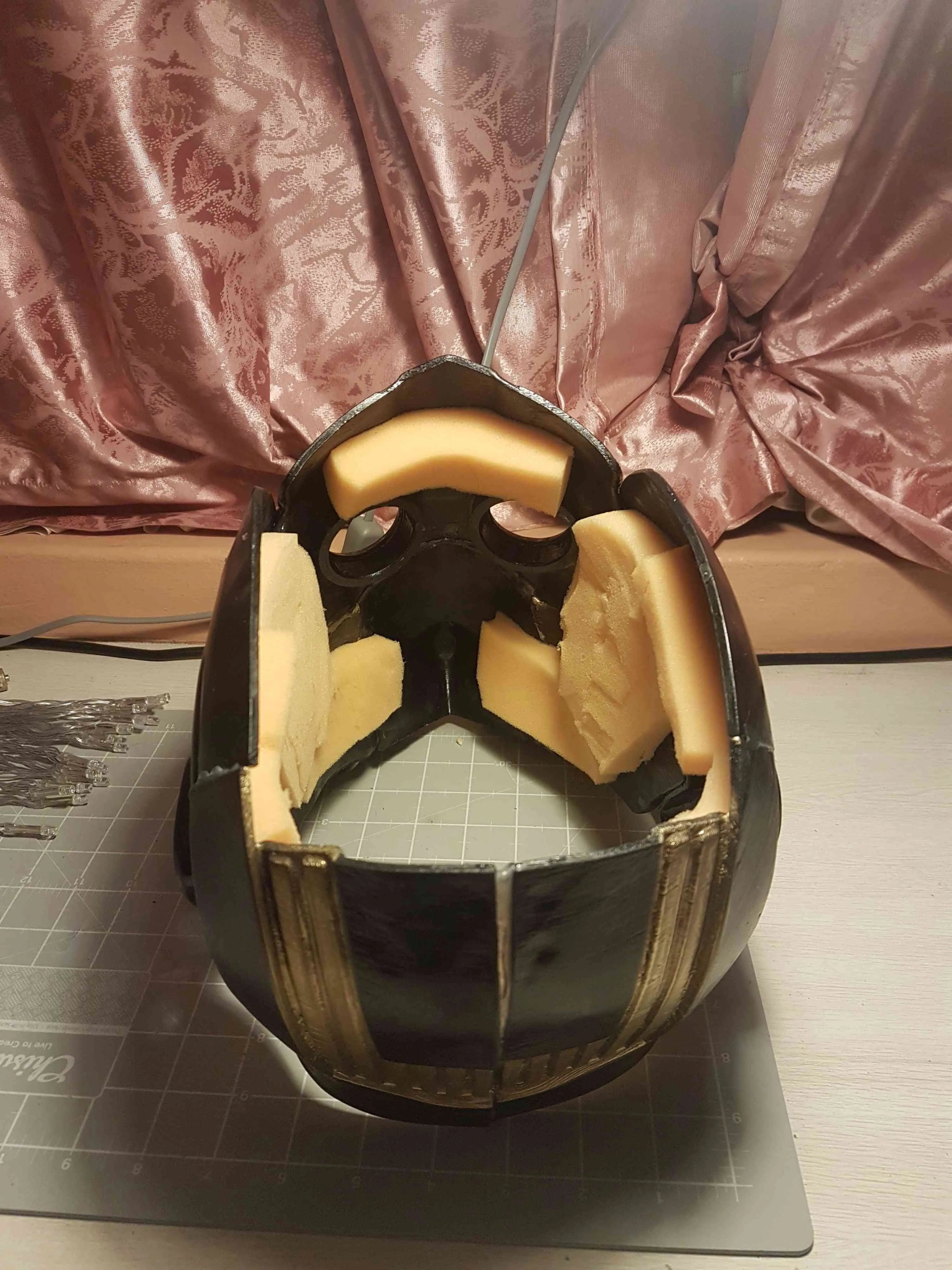 Foam cushioning added to the helmet interior