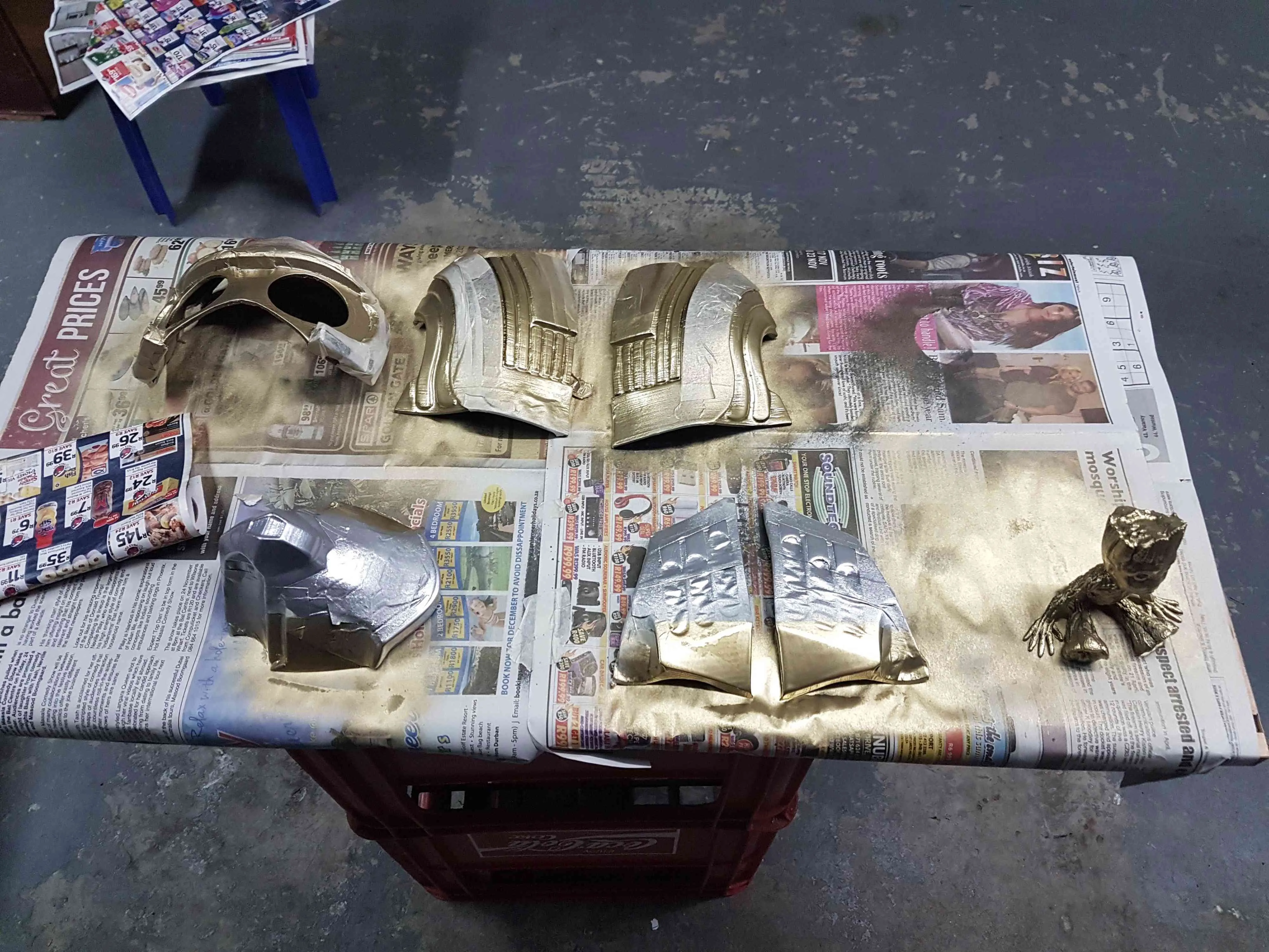 Parts masked for painting