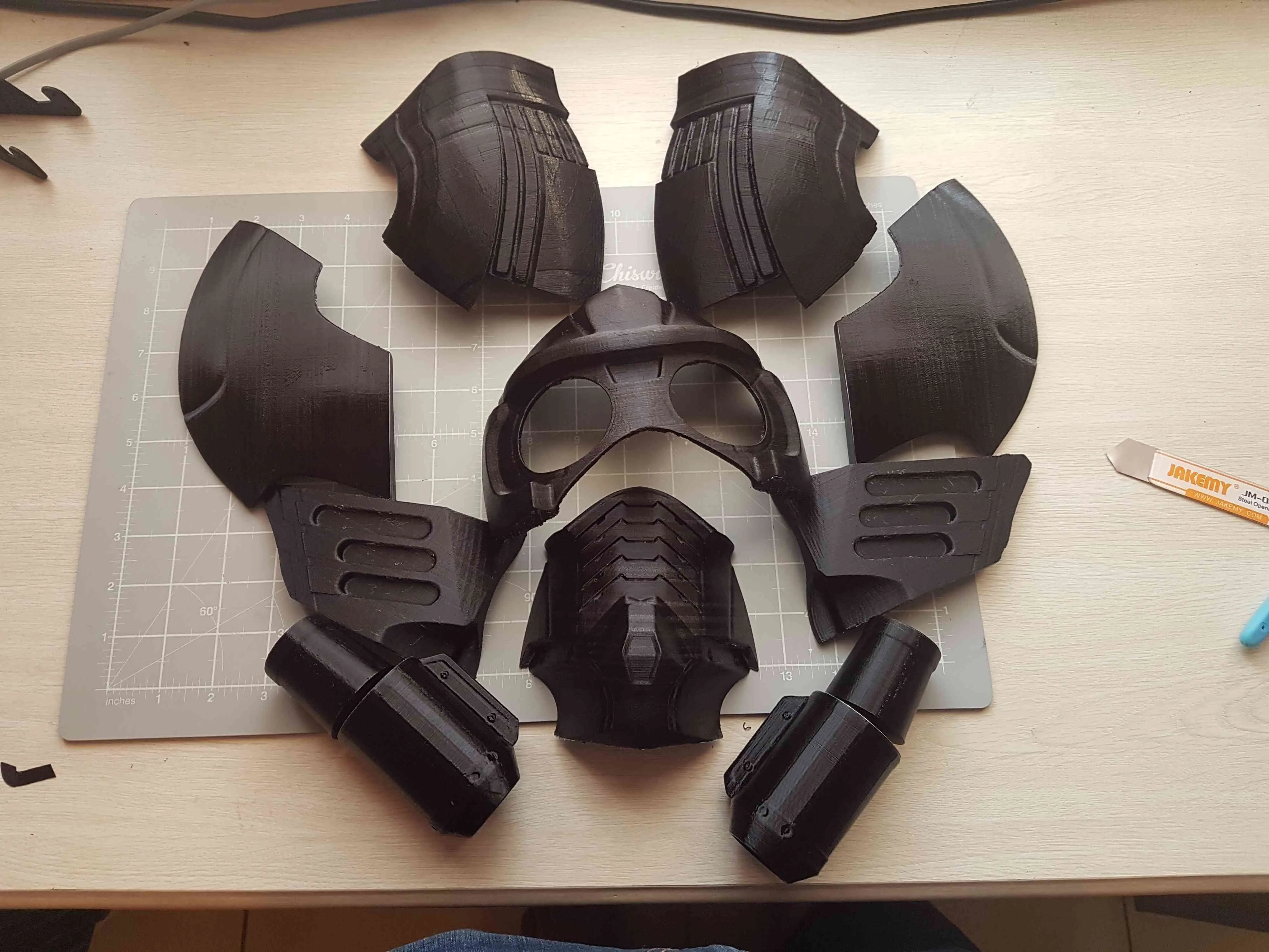 Printed parts laid out
